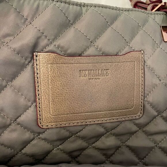MZ Wallace Quilted Shoulder Tote Bag Grey Travel Commute Lightweight - Picture 7 of 9
